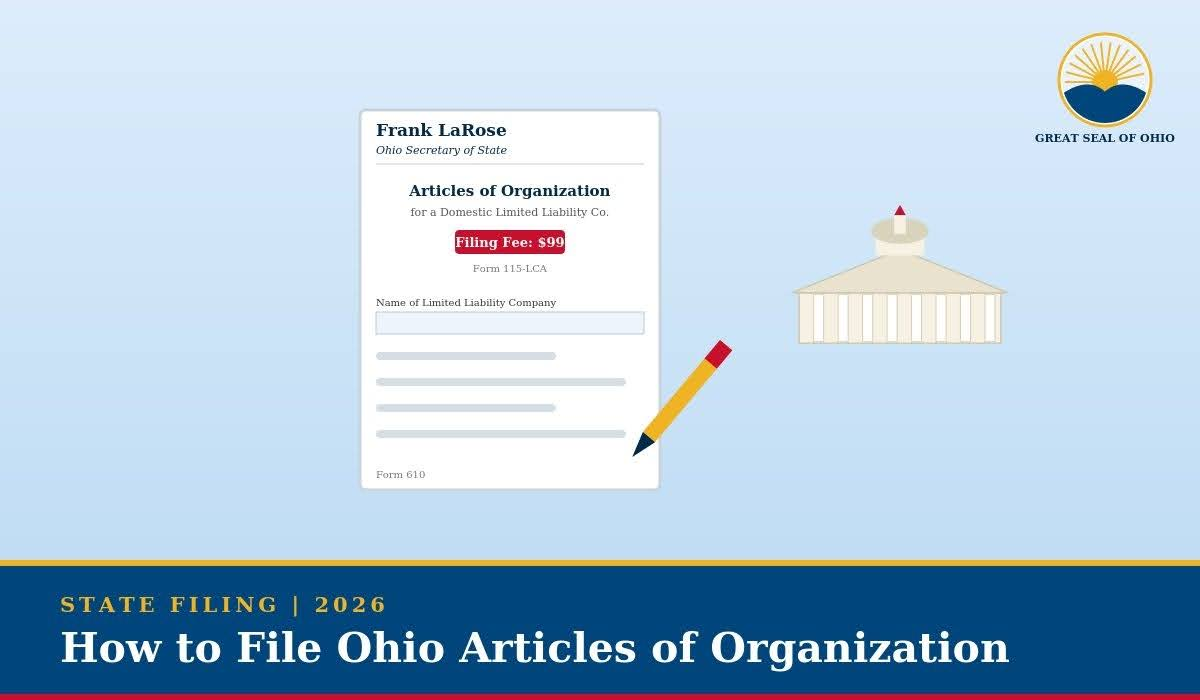 Articles of Organization necessary document for filing LLC in Ohio